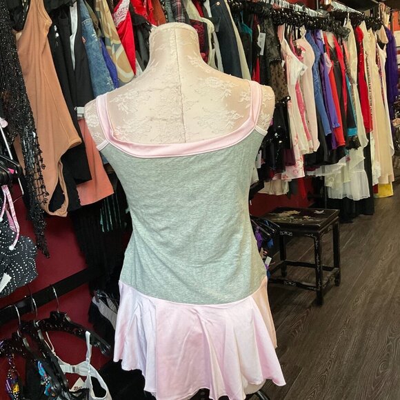 Vintage Y2K Coquette Bow Front Jersey/Lycra Babydoll Dress Size M Pink/Blue - Picture 3 of 4